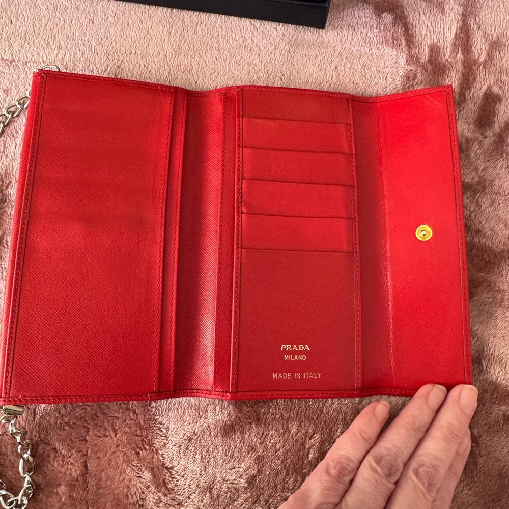Authentic Prada Red Women's Wallet on Chain with box - Picture 3 of 9